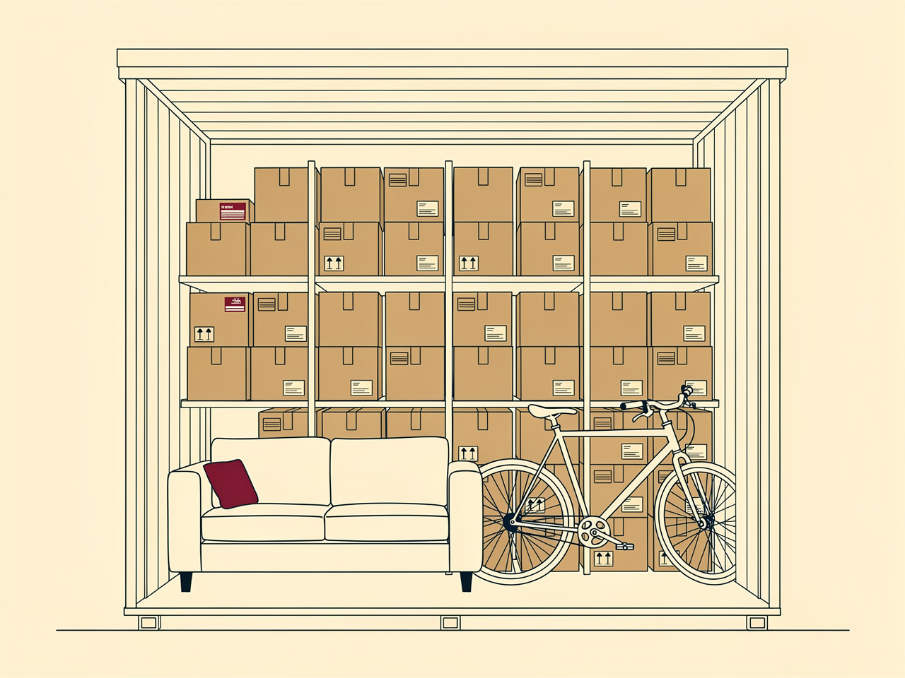 Cutaway illustration of a 10x20 storage unit